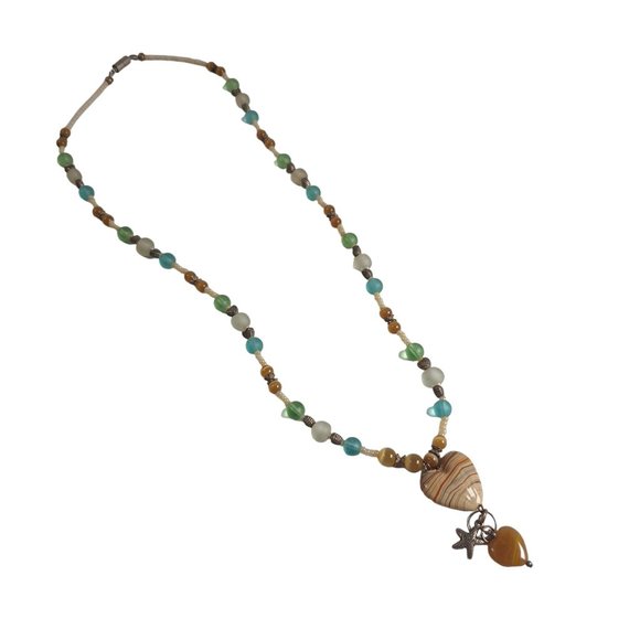 Necklace Boho Beach Core Jewelry 28 In Sea Glass Gem Costume Colorful Charm - Picture 6 of 7